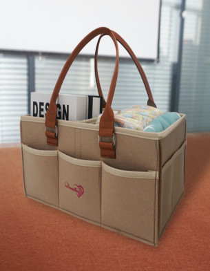 Light Brown Diaper Caddy Organizer Nursery use Foldable Lightweight Large Portable Baby Shower Gift Basket Travel Tote Car